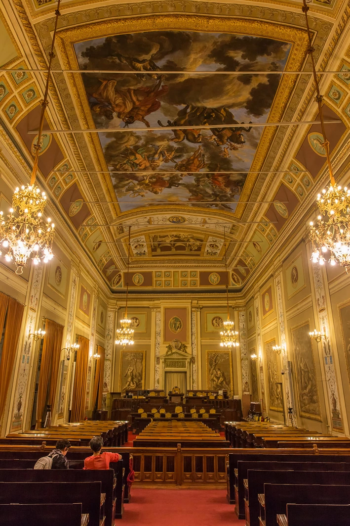 The meeting room of the Parliament in Palazzo Reale